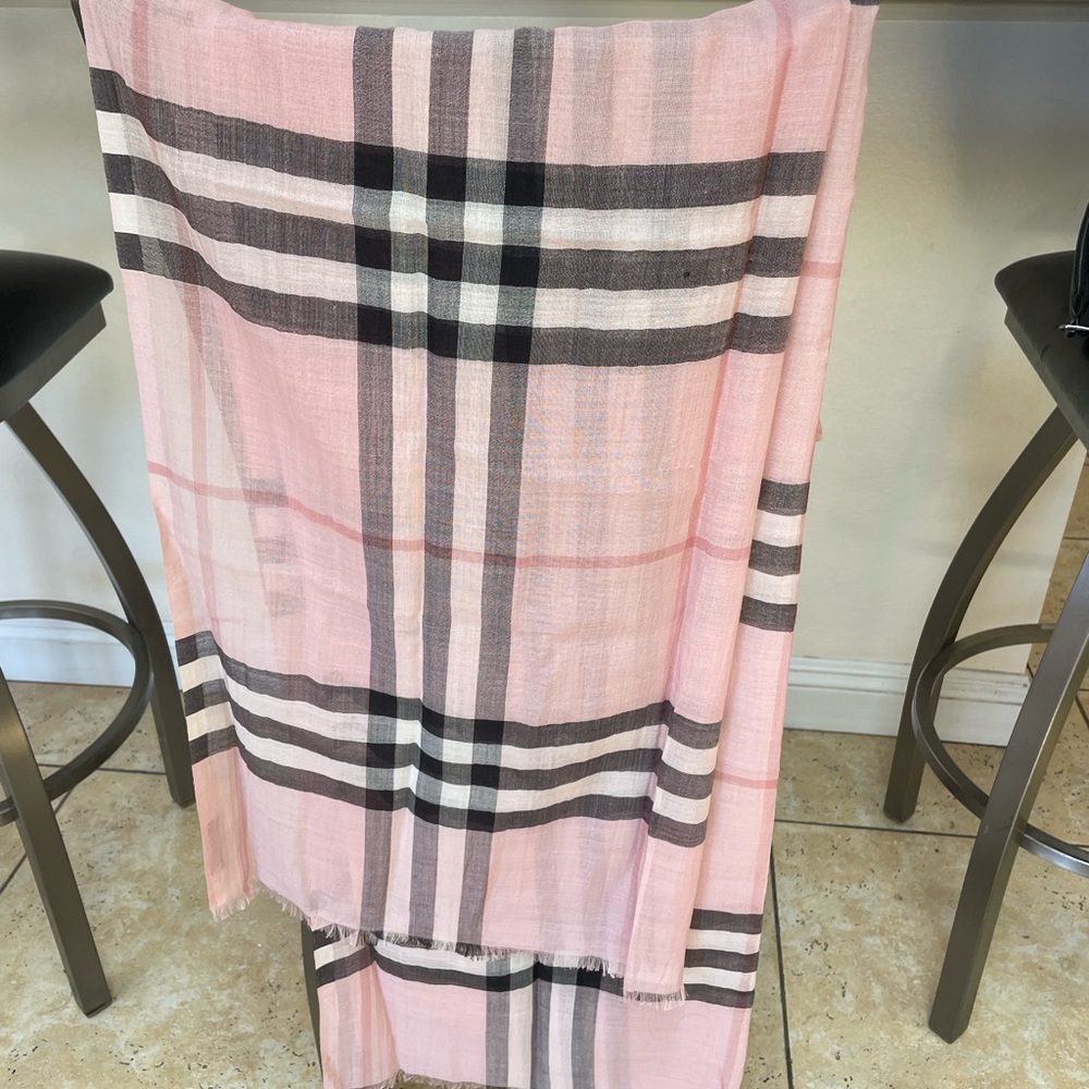 Pink Burberry Giant Check Gauze Scarf